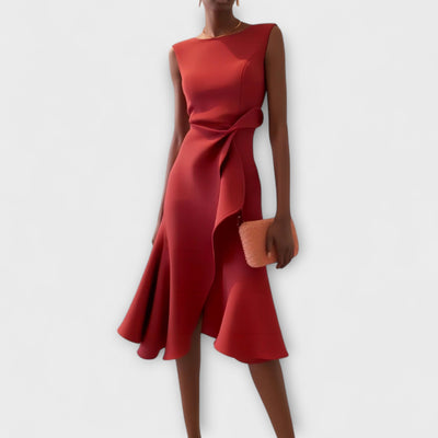 Juliette | Draped Asymmetric Midi Dress