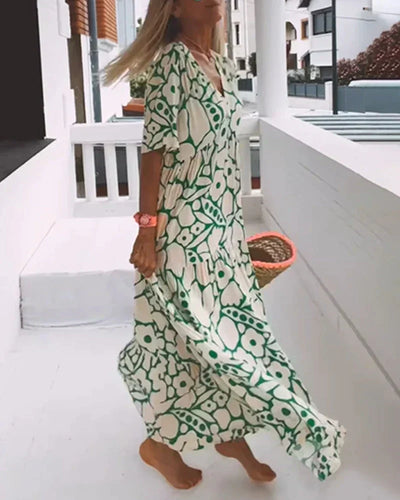 Christine | Flowing Floral V-Neck Maxi Dress