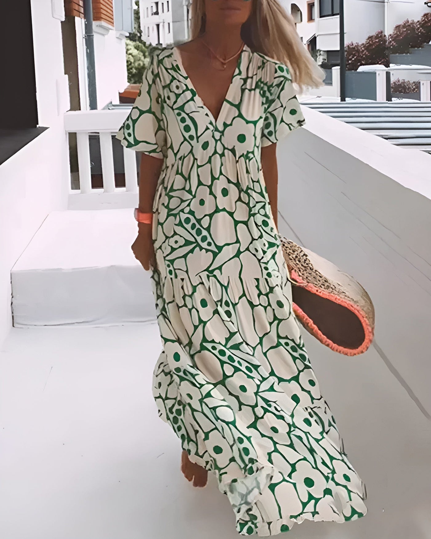 Christine | Flowing Floral V-Neck Maxi Dress