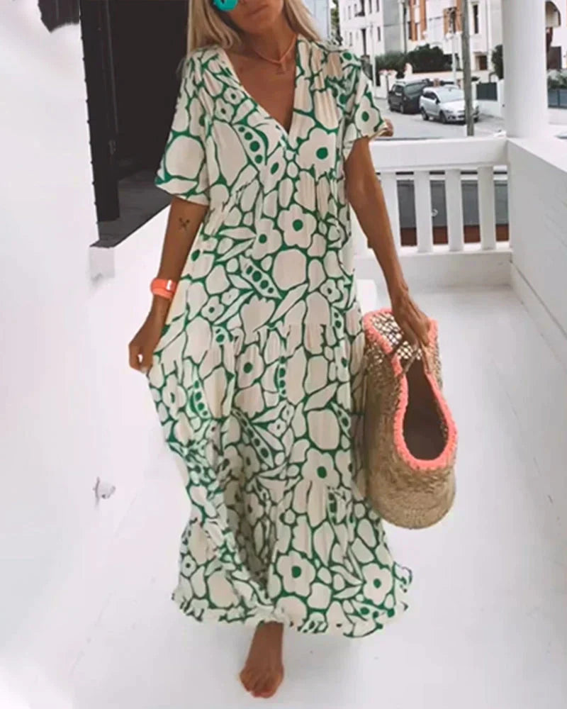 Christine | Flowing Floral V-Neck Maxi Dress