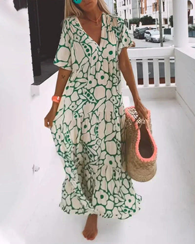 Christine | Flowing Floral V-Neck Maxi Dress