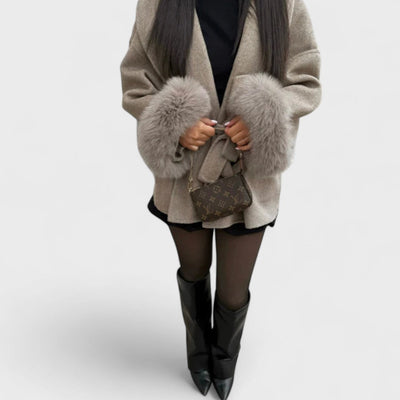 Lana | Elegant Wool Coat with Faux Fur Details