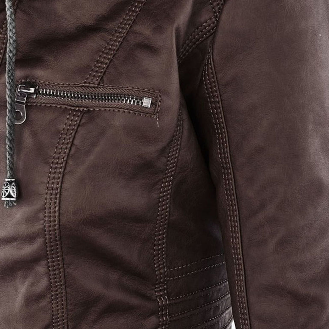 Aven | Modern Hooded Leather Jacket