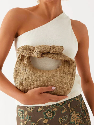 Vacation Style Bow Knot Detail Straw Bag