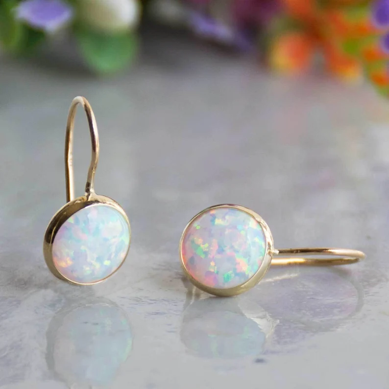 Vintage Gold Opal Earrings