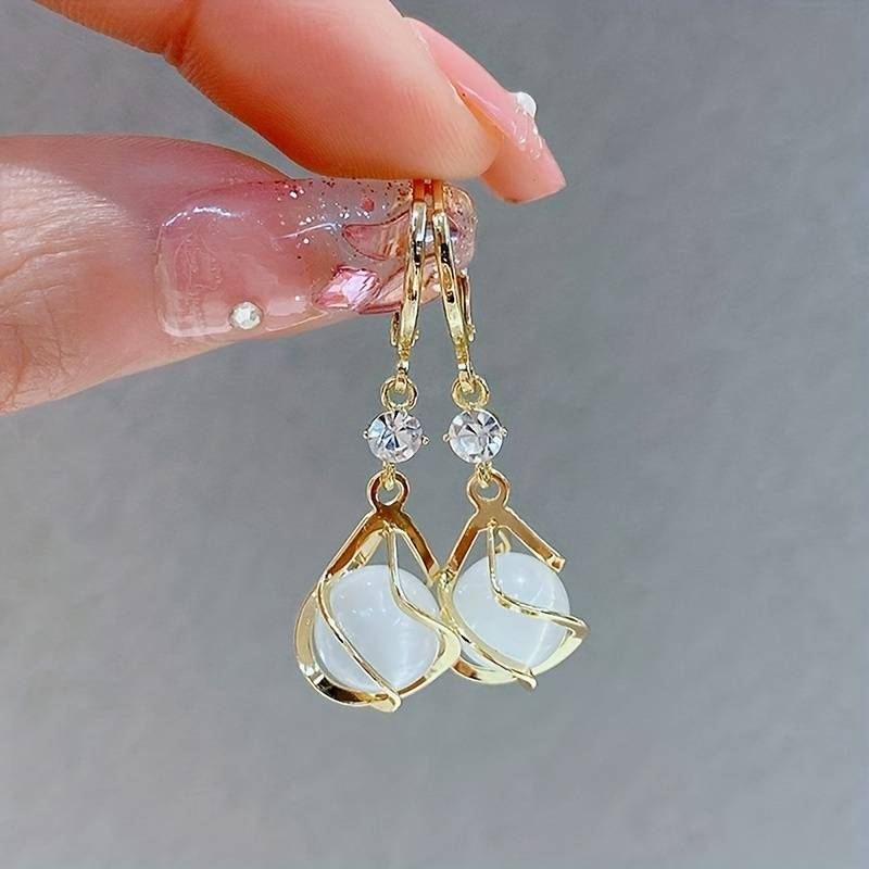White Opal Vintage Drop Earrings