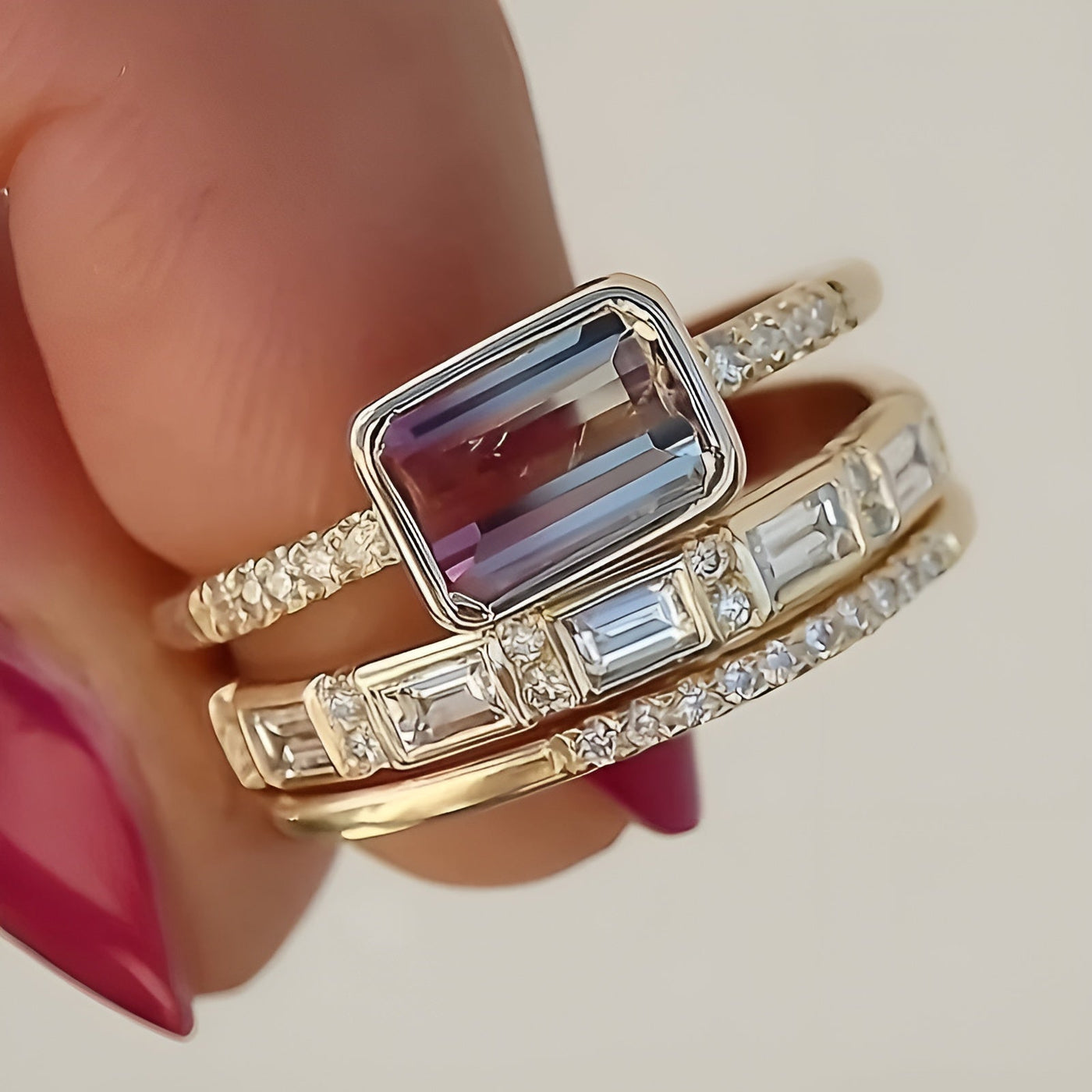 Polished Glass Ring Set