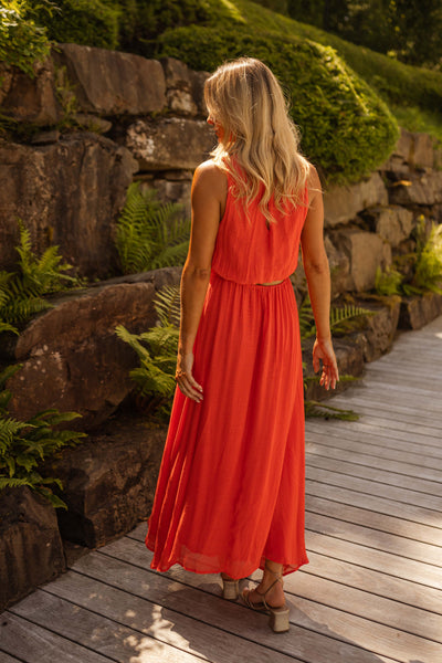 Lisa | Bold Orange Summer Dress