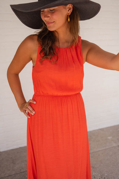 Lisa | Bold Orange Summer Dress
