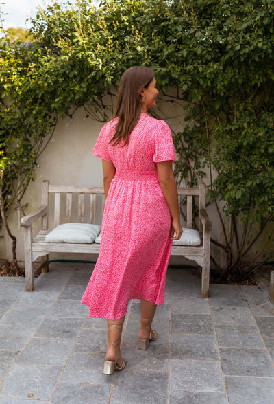 Rosanna | Pink Leopard Midi Dress