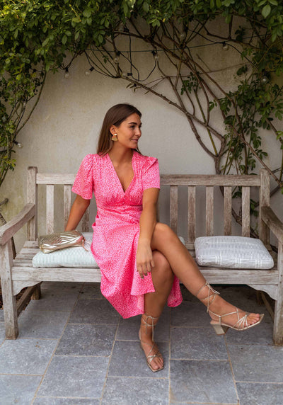 Rosanna | Pink Leopard Midi Dress