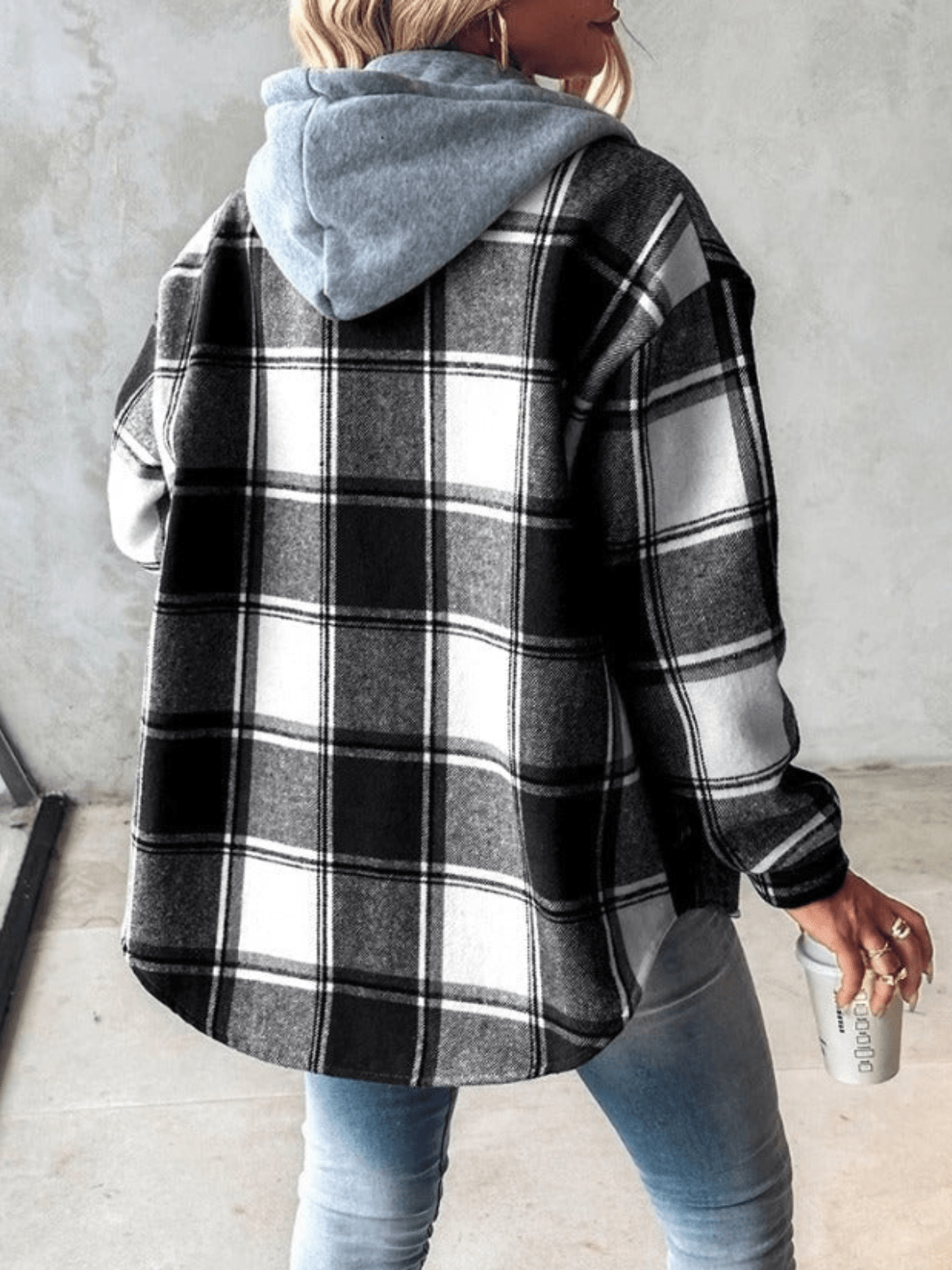 Estefanía | Checked Hoodie Blouse