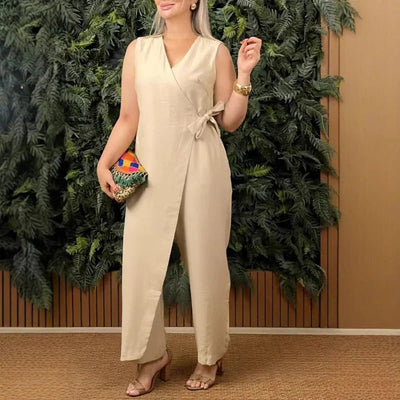 Léna | Elegant Belted V-Neck Jumpsuit